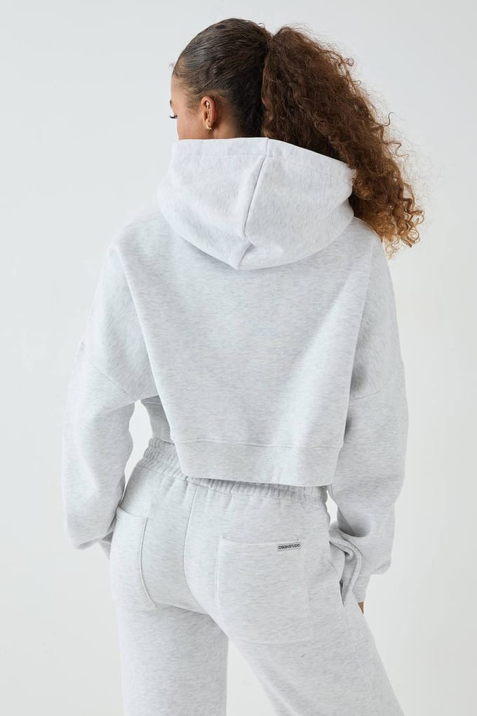 Dames DSGN Studio Boxy Crop Hoodie | Asgrijs | Maat: Large