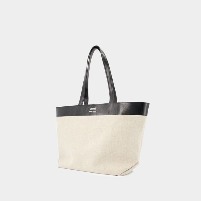 East West boodschappentas - AMI Paris - Linnen - Beige