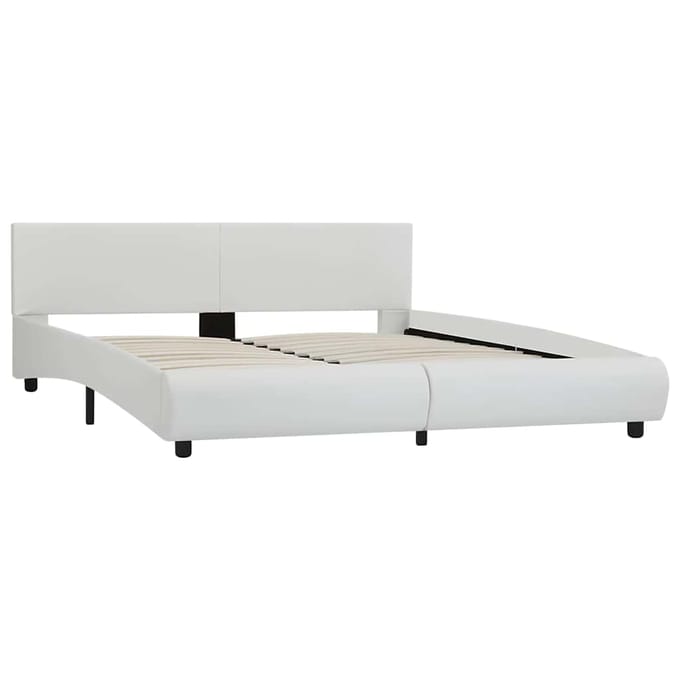 vidaXL - Bedframe - met - LED - kunstleer - wit - 180x200 - cm