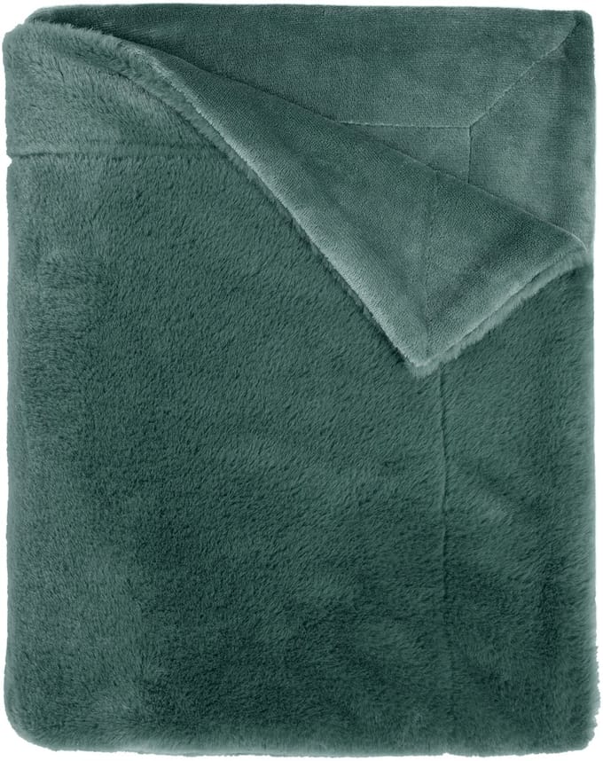 Mistral Home - PLAID - fake rabbit - 150 x 200 cm - effen kleur - muntgroen