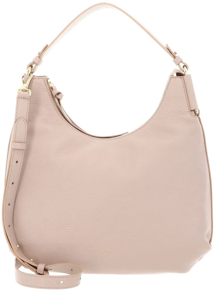 COCCINELLE Leren schoudertas Rebekka Handbag Grained Leather Rosette beige