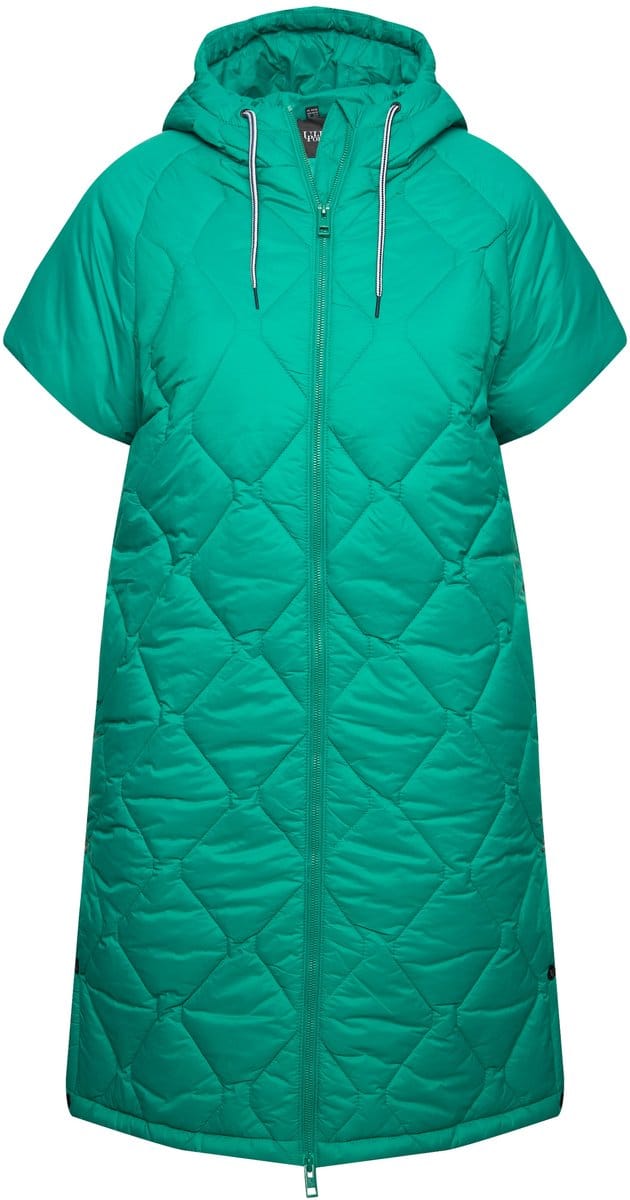 Ulla Popken - Dames - HYPRAR doorgestikte bodywarmer trekkoord 2-wegritssluiting - Smaragdgroen - Maat 46+