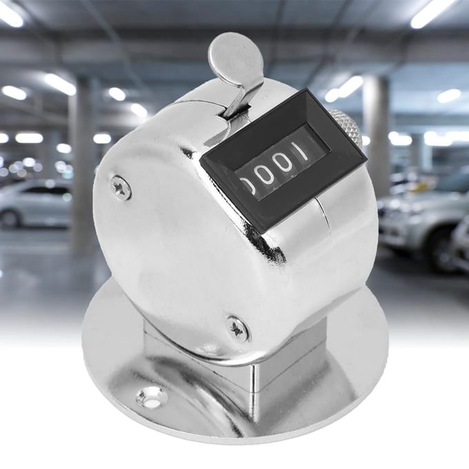 BERM Tellen Teller 4 Cijfers Zilver Aluminiumlegering Handheld Tellen Tool met Basis black