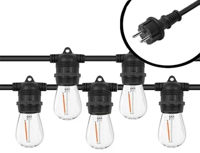 10m Arena Eco Prikkabel – Vaste lampen – Extra Warm Wit 1800K