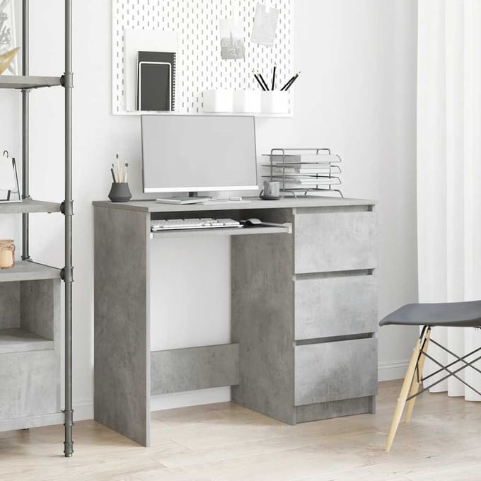 vidaXL - Bureau - 90x45x76 - cm - bewerkt - hout - betongrijs