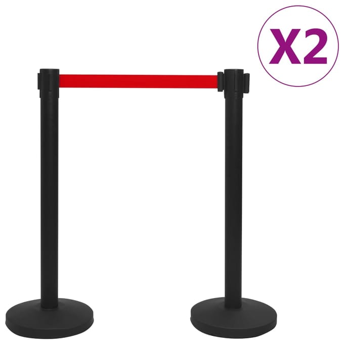 vidaXL - Afzetpalen - 4 - st - met - banden - ijzer - zwart