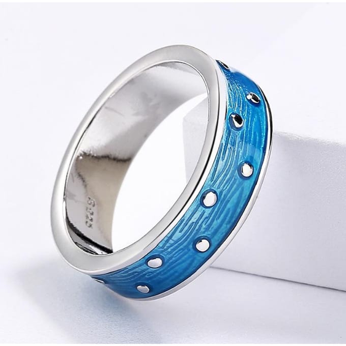 Ensemble de bijoux en émail bleu marine, boucles d'oreilles, bague, boucles d'oreilles, accessoires polyvalents, simples et polyvalents gray