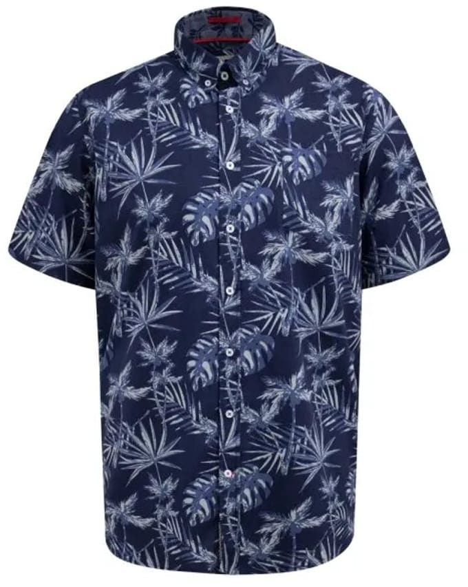 D555 Truro Navy Hawaiian Overhemd blauw Printed Big Men Size 3XL