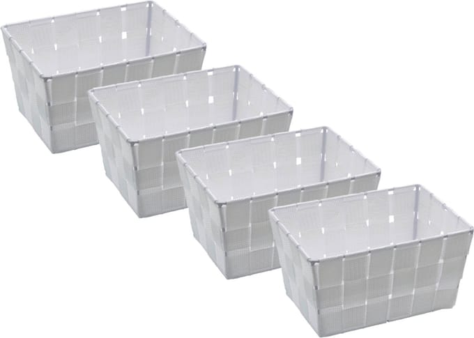 Wenko Adria Mini - Opbergmand - Wit - Compact Design - 4 Stuks