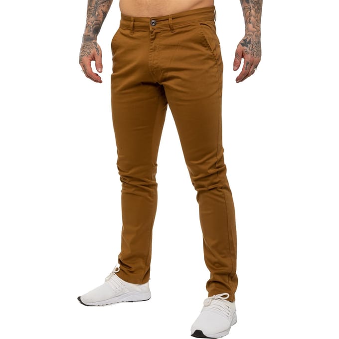 Enzo | Heren Slim Fit Stretch Chino Jeans - Bruin