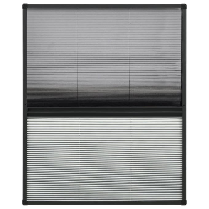Store plissé anti-insectes pour fenêtres Cadre en aluminium 60 x 80 cm avec store d'ombrage intégré