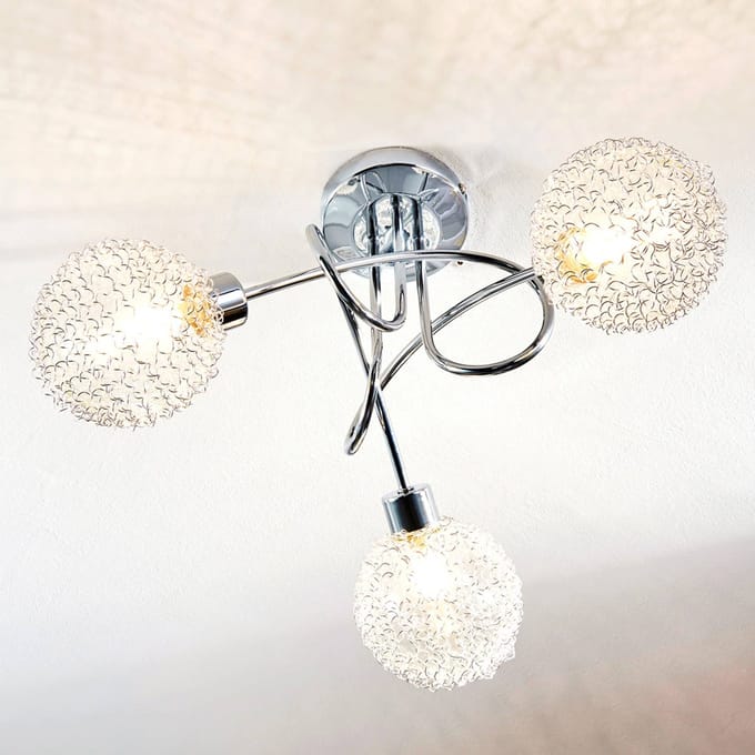Lindby - plafondlamp - 3lichts - Metaal, glas - H: 23.5 cm - G9 - zilver, chroom