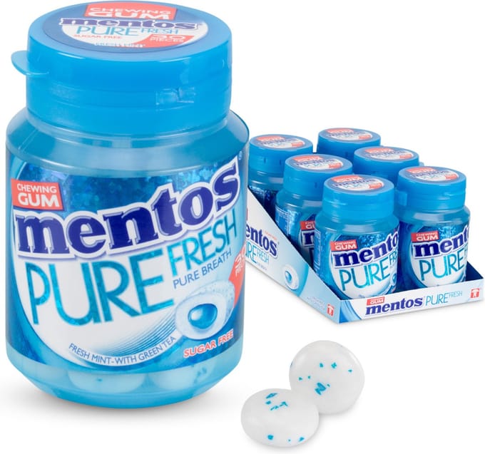 Mentos Gum Pure Fresh Freshmint - Kauwgom - Suikervrij - 1x6stuks