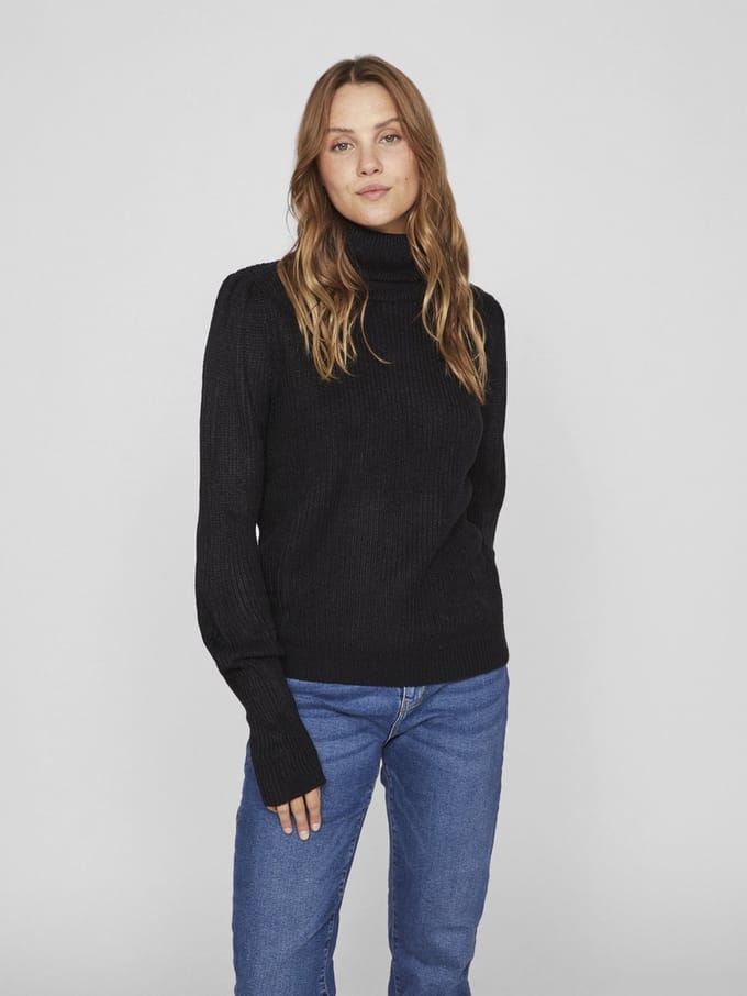 Vila Trui Vilou New Rollneck L/s Knit Top - N 14075811 Black Dames Maat - M