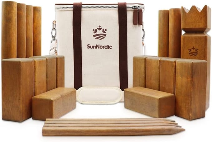 Werpspel - Viking spel - Buiten spelen - Robuust rubberhout - 31x32x205 cm