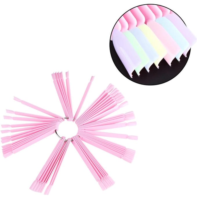 50 stuks zakventilator kunstnageltips stick palet swatch manicure nagellak gel display oefentool pink
