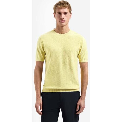 No Excess Pullover Short Sleeve Crew Neck Slub Yellow  L