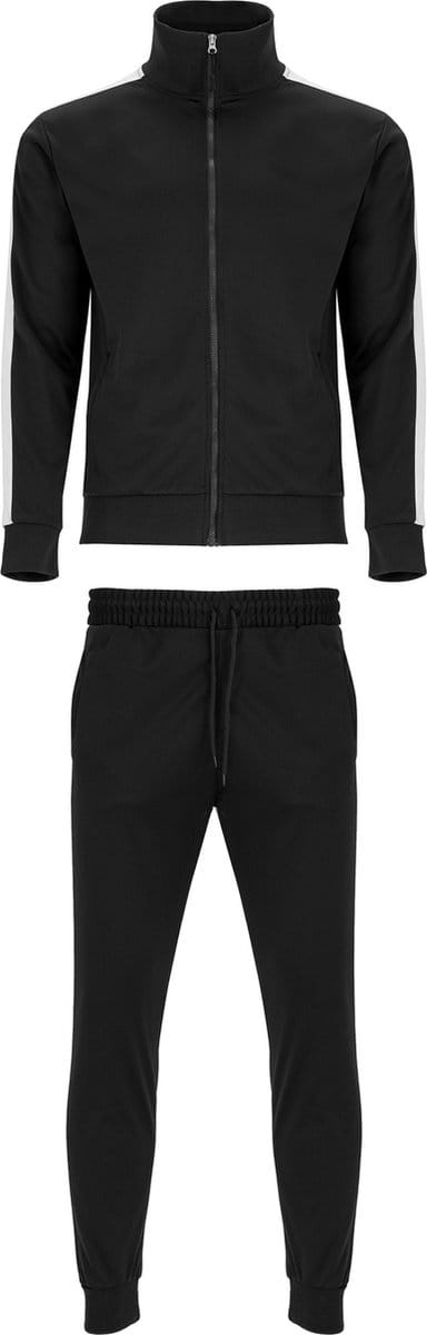 Zwart trainingspak met witte streep model Creta merk Roly maat XL
