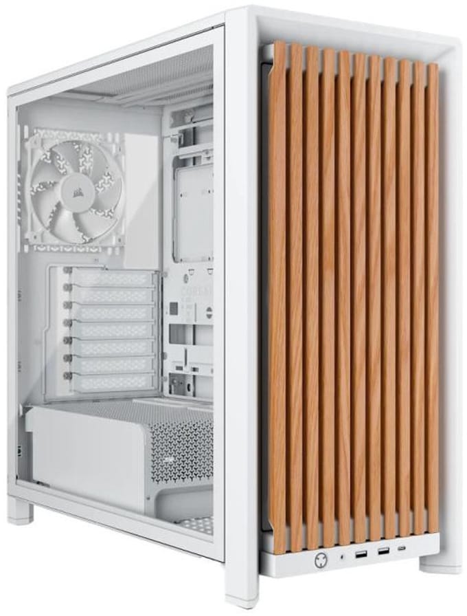 Corsair FRAME 4000D Wood RS (White & Oak) - Case - Miditower - Wit