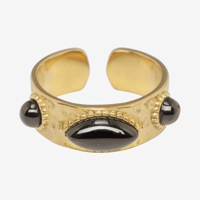 Essenza Black Stones Ring Gold