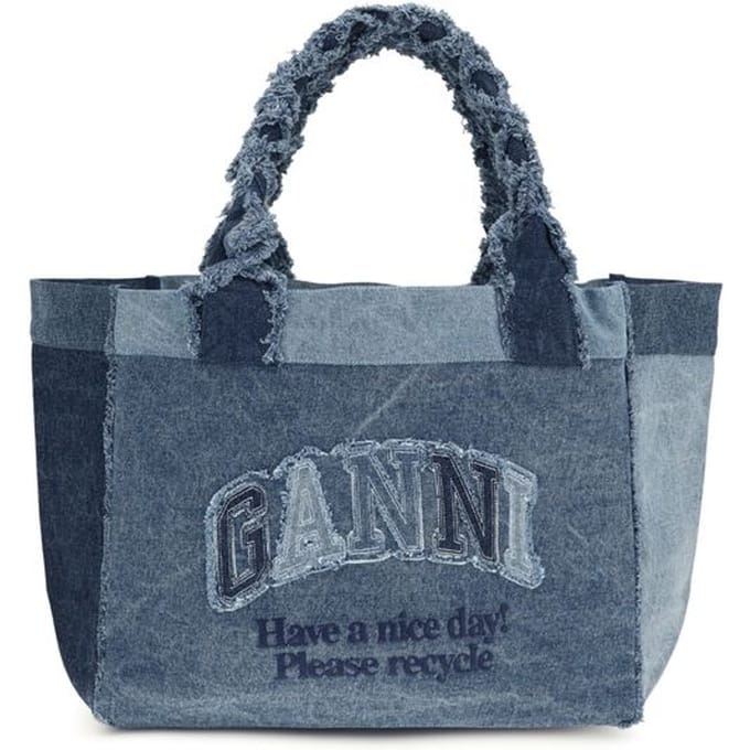Ganni Blauwe Katoenen Schoudertas