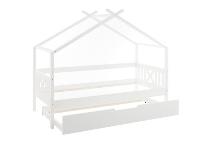 Viking Choice Huisbed 90x200 cm met Logeerbed - Wit Houten Kinderbed
