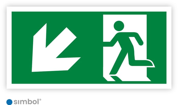 Simbol® - Sticker Nooduitgang Links Onder - Formaat 20 x 40 cm.