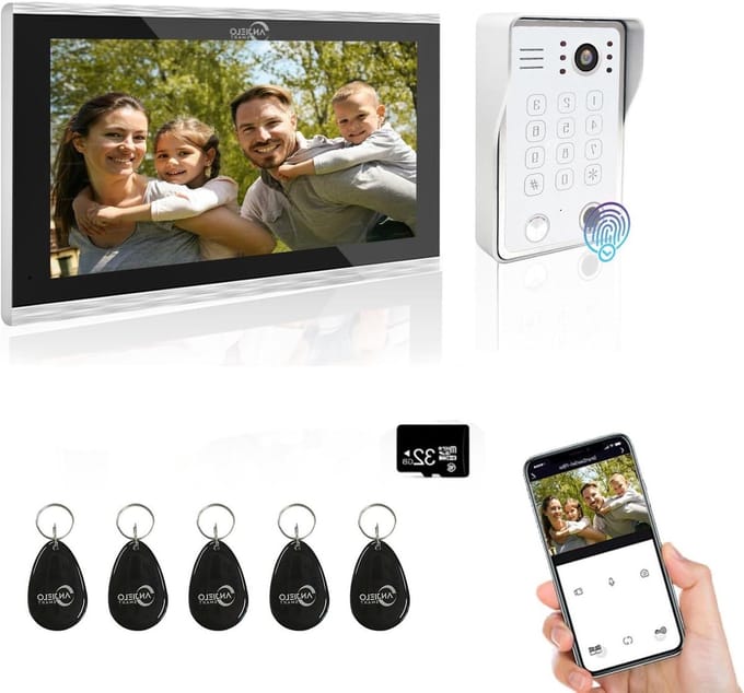 Video Deurintercom - Videofoon Deurbel - Toegang Beveiligen - 5 Ontgrendel Methoden - 10 Inch Monitor - Wit