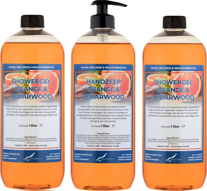 Handzeep Sweet Orange & Cedarwood 1 liter - met gratis pomp - set van 3 stuks