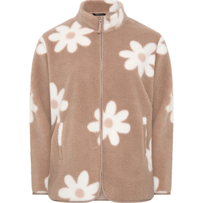 Yours Naturelbruine Borgfleece Met Bloemenprint Size 48