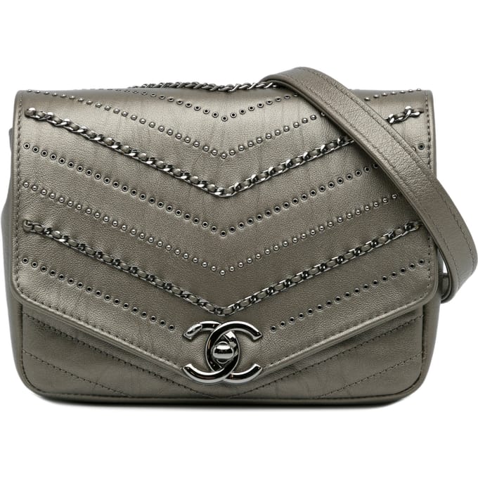 Chanel 19 Schoudertas Grijze Leder