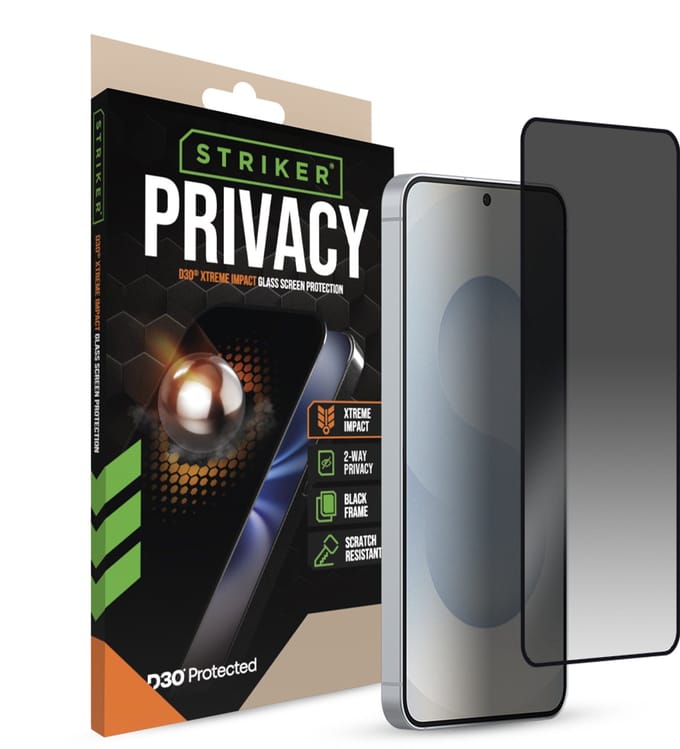 Striker Screenprotector geschikt voor Samsung Galaxy S24 Glazen | Striker Xtreme Impact Privacy Screenprotector Privacy - Case Friendly - Zwart