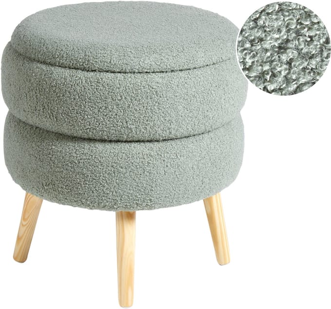 OKATON - Hocker met opbergruimte - Groen - Bouclé
