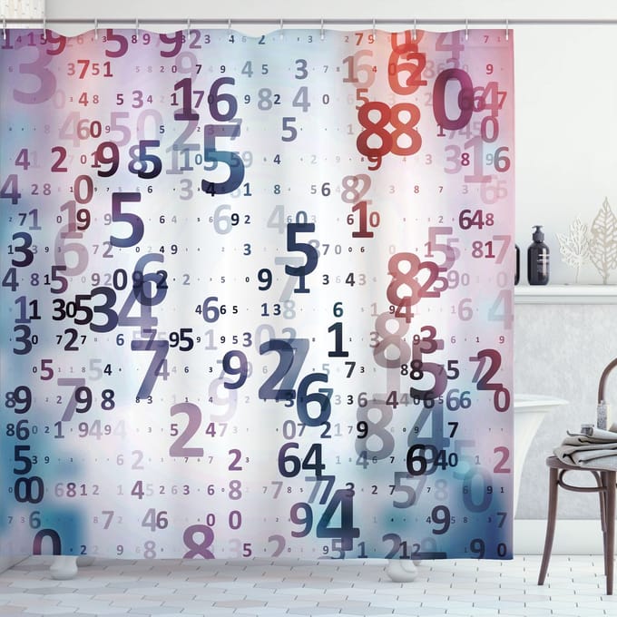 New Bed, Abstract Digitale Code Getallen, Douchegordijn Badkamer Decor Set met Haakjes, 180 cm B 200 cm L