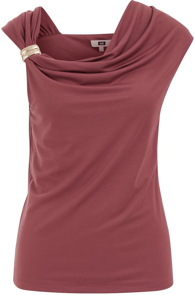 WE Fashion Dames top met gedrappeerd effect en gouden detail