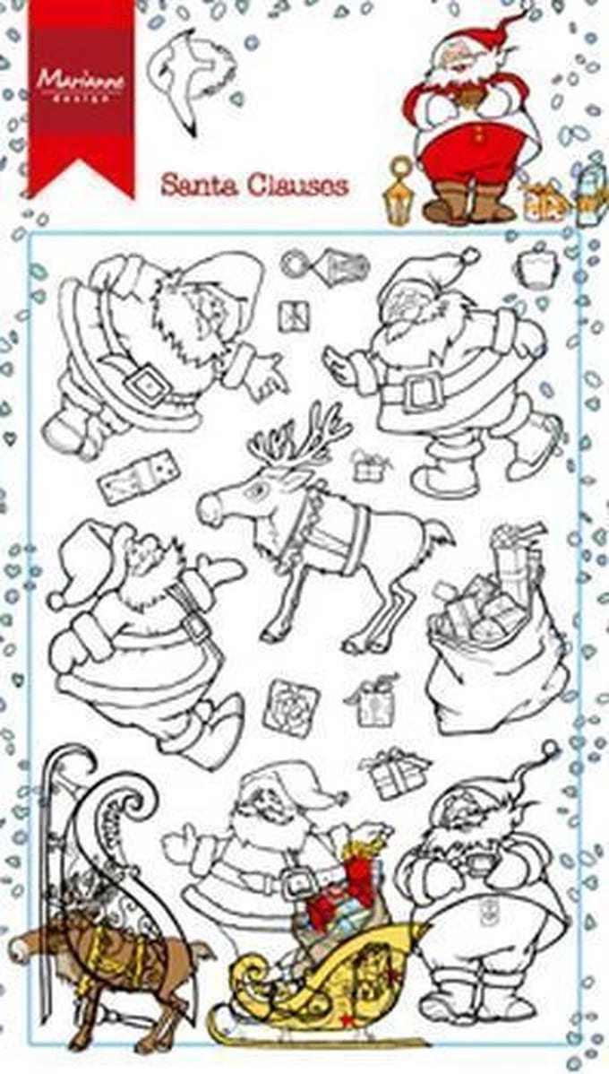 Marianne D Stempel Hetty's kerstmannen HT1624 9,5x14,0cm