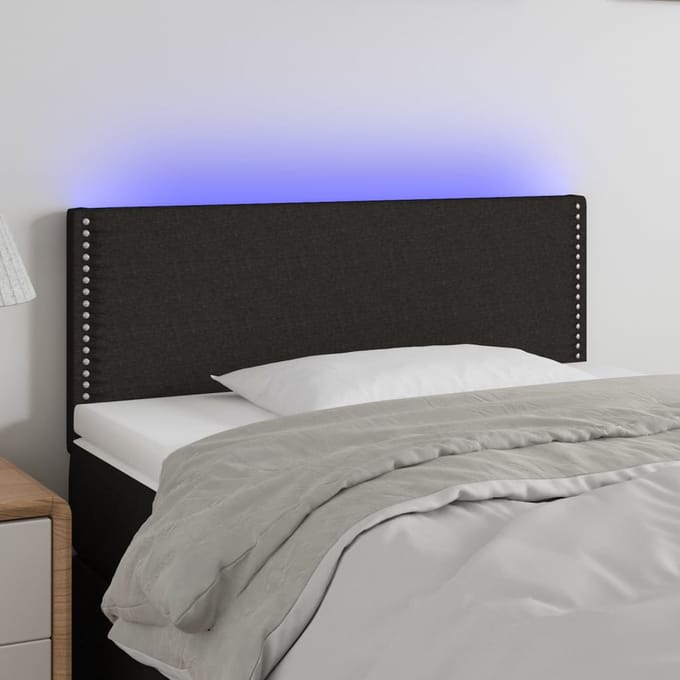 vidaXL - Hoofdbord - LED - 90x5x78/88 - cm - stof - zwart