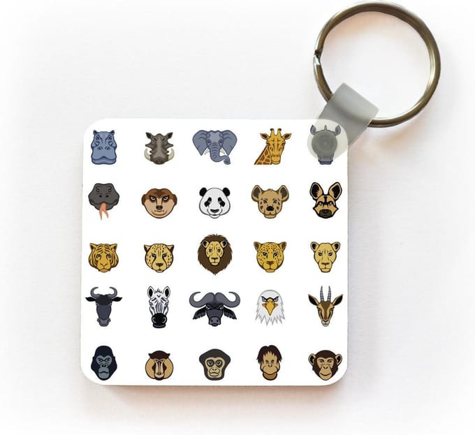 Sleutelhanger - Uitdeelcadeautjes - Een illustratie van de big five tussen de emoji - Plastic