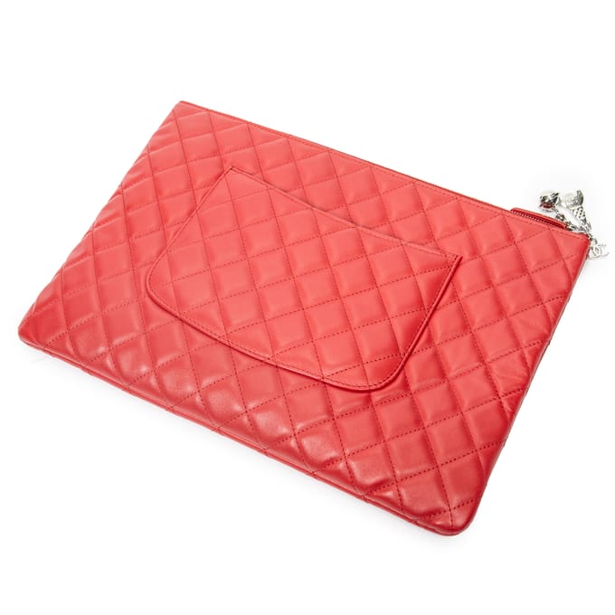 Large Charm O-Case Zip  Clutch