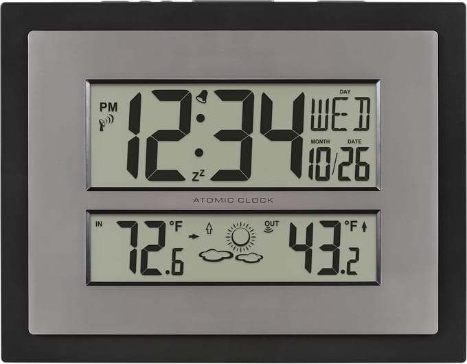 Digitale Wandklok met Datum, Binnen- en Buitentemperatuur en Weersvoorspellingz