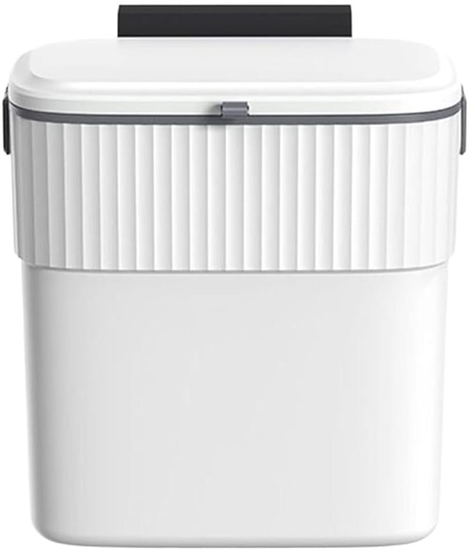Keukenprullenbak Ophangbaar - Afvalbak Deksel - Ruimte Besparen - Geurwerend Ontwerp - 9 Liter - Wit