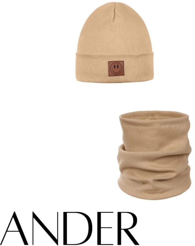 ANDER™ Kinder Muts beanie & Colsjaal Set - Katoen Comfort - Coffee maat 52-56
