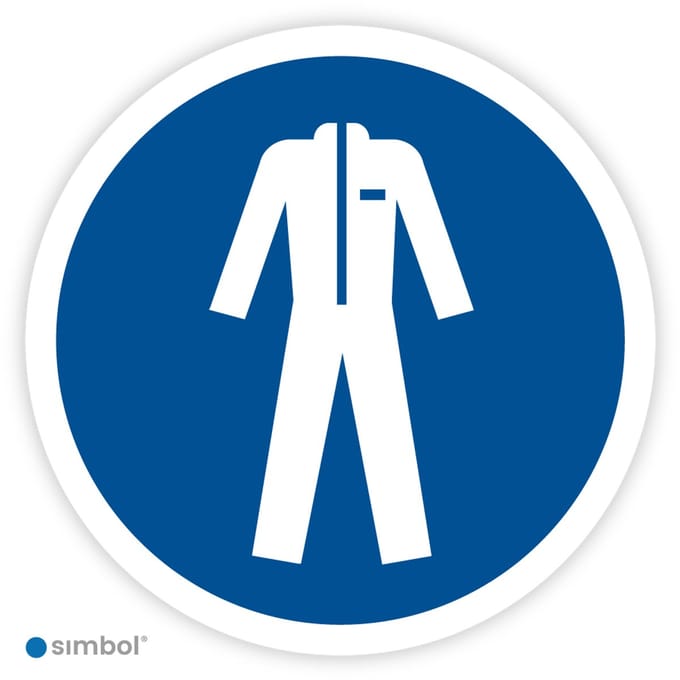 Simbol® - Stickers Beschermende kleding verplicht (M010) - Formaat ø 5 cm.