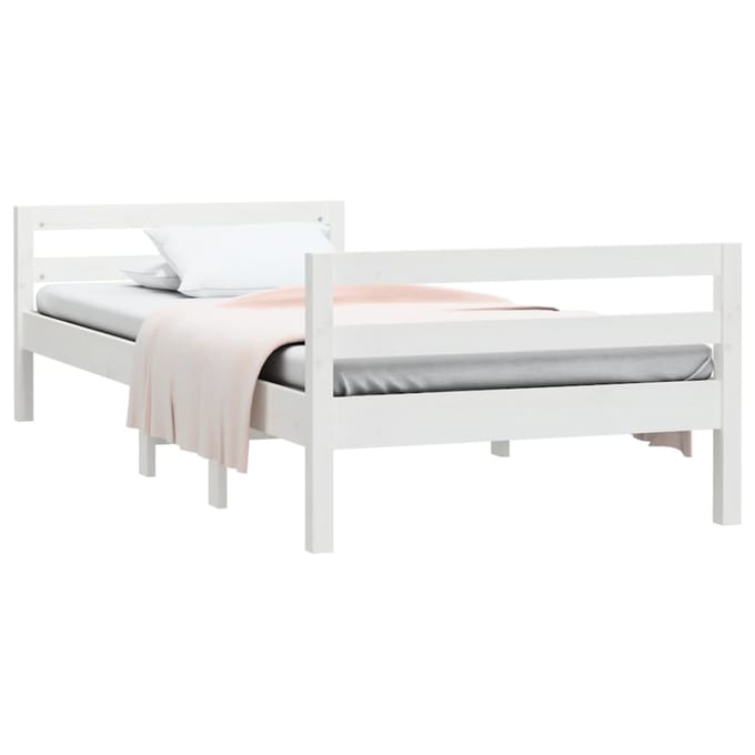 vidaXL - Bedframe - zonder - matras - massief - grenenhout - wit - 90x200 - cm