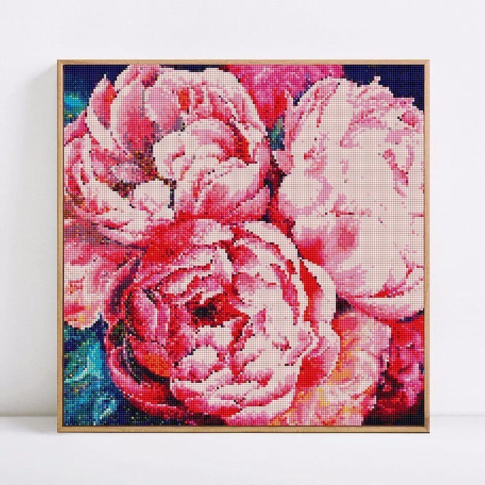 Peinture diamant 5d avec perceuse complète, fleurs rondes, broderie de fleurs, loisirs créatifs, photo 30x30 pink