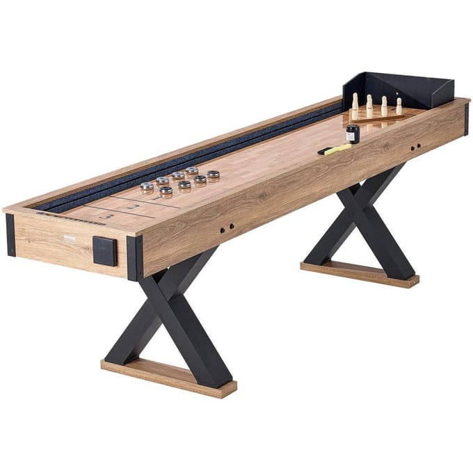 Table de shuffleboard 9 pieds Ensemble de jeu combiné 2 en 1 Shuffleboard et Bowling