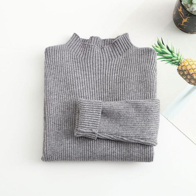Meisjes Basis Trui Winter Veelzijdig Jongens Baby Halfhoge Hals Dunne Gebreide Trui Kinder 160 barnsteen