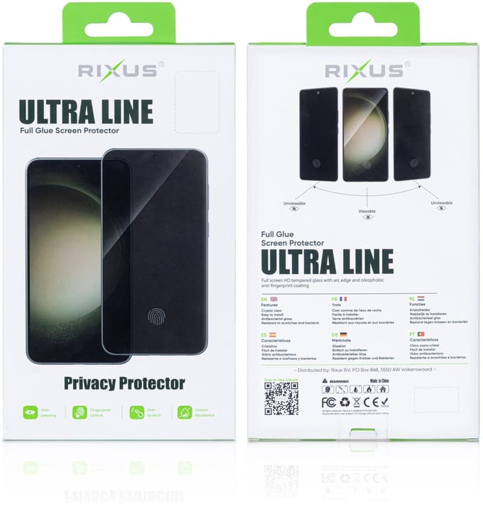 Rixus Privacy Ultra Line Tempered Glass For Samsung Galaxy S22, S23