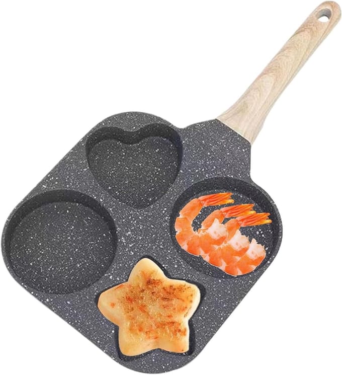 Eierkoekenpan - Pannenkoekvorm - Ontbijt Maken - Vier Vormen - 18 cm - Zwart