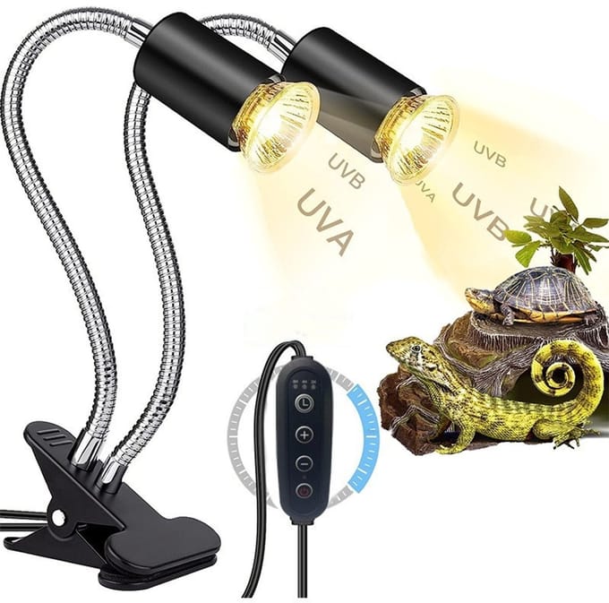 Dubbele warmtelamp voor terrarium / UVA-lamp voor reptielen